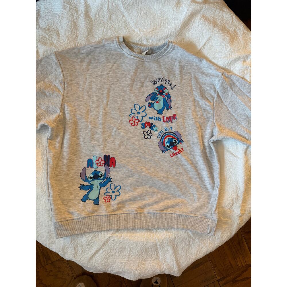 Disney Stitch light gray sweatshirt, Size Medium, GUC